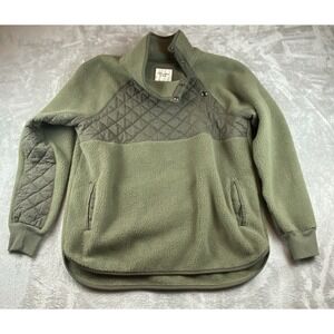 Abercrombie & Fitch Fleece Men's Large Snap Pullover Sweater Green Soft Comfy